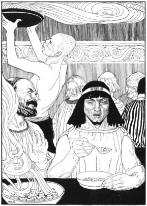 According to their custom after successful war, they boiled beans, held the feast of victory, and kept high holiday. From this Pythagoras alone held aloof, fasting and sitting far off, in sign of his abhorrence of bean-eating.